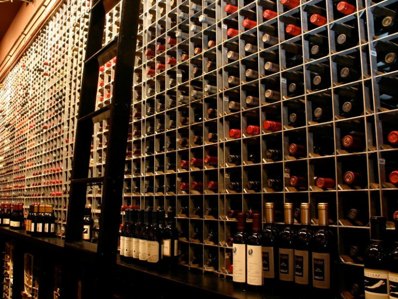 Wine Racks For Display Behind A Chilled Wall Of Wine